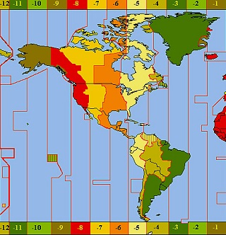 Time Zone Map North And South America – Map Vector